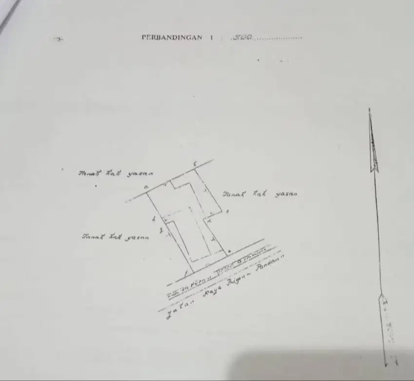 Dijual Tanah Bentuk Ngantong di Raya Prigen Nol Jalan