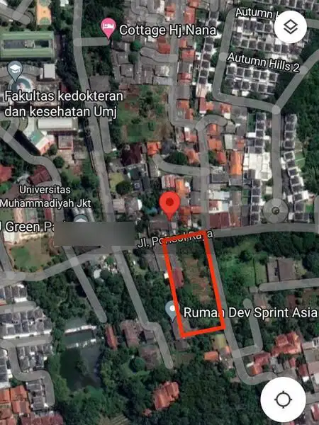 Dijual tanah 2000m2 di Cirendeu, Ciputat Tangerang Selatan.