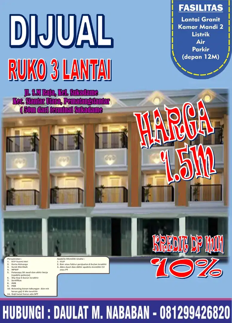 Jual ruko 3 lantai