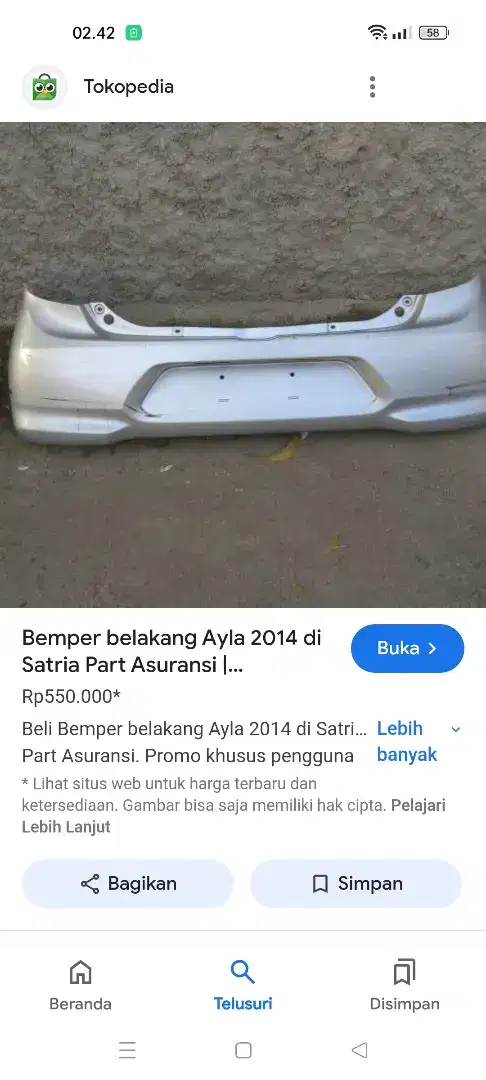 Bemper belakang Ayla 2014