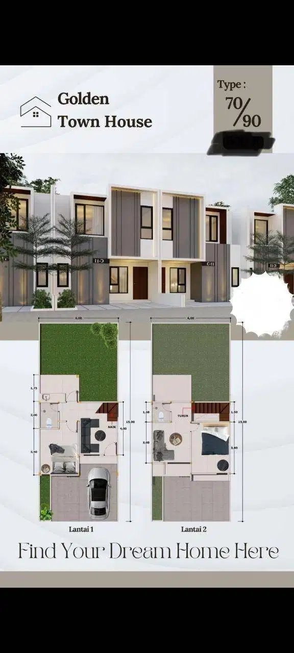 Dijual Rumah Cluster Golden Townhouse