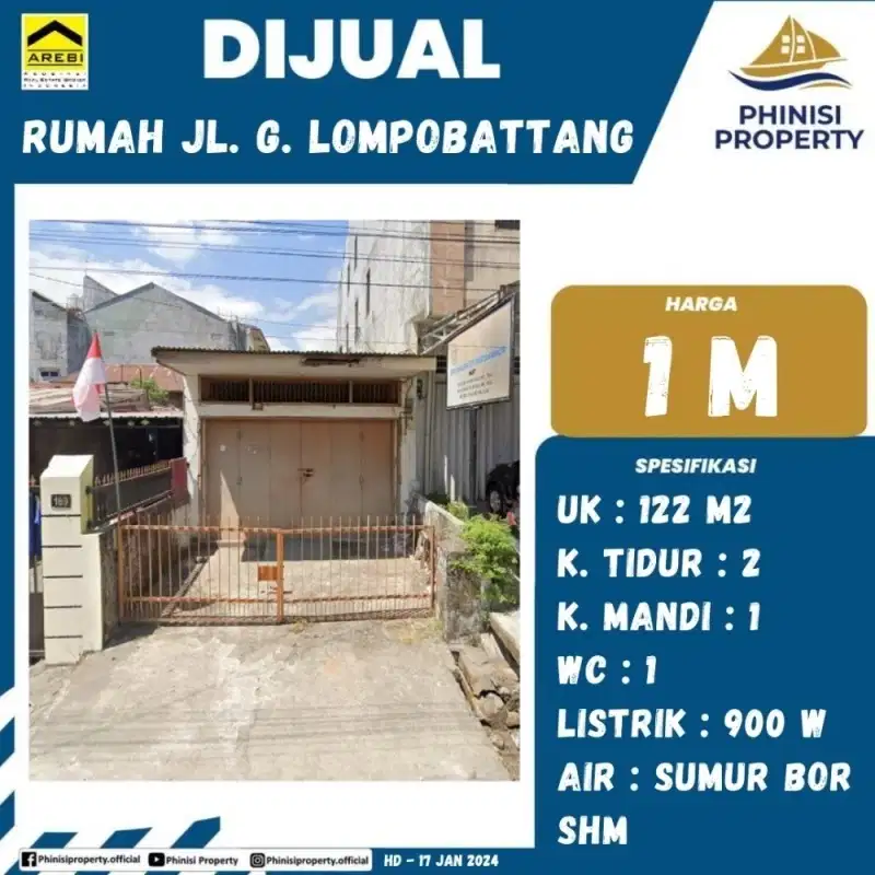 DIJUAL RUMAH DI JALAN GUNUNG LOMPOBATTANG TENGAH KOTA MAKASSAAR