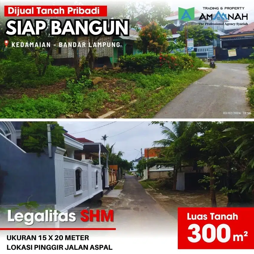 TANAH MURAH DI JALAN PUNCAK KEDAMAIAN BANDAR LAMPUNG