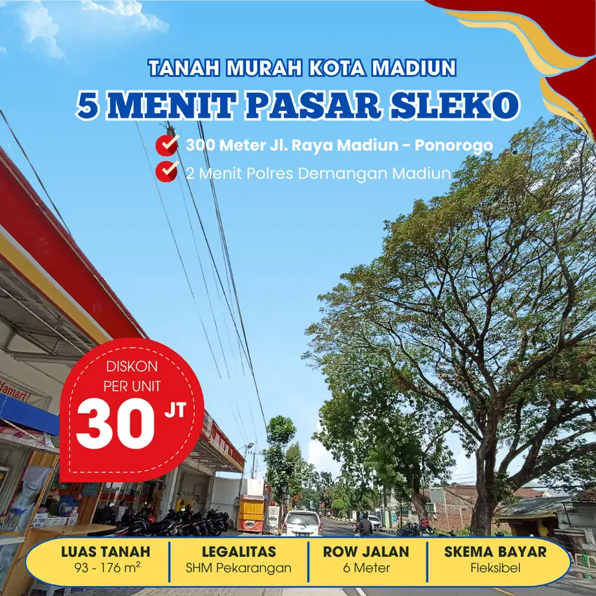 Jual Tanah Murah Madiun Demangan, Akses Mobil Simpangan