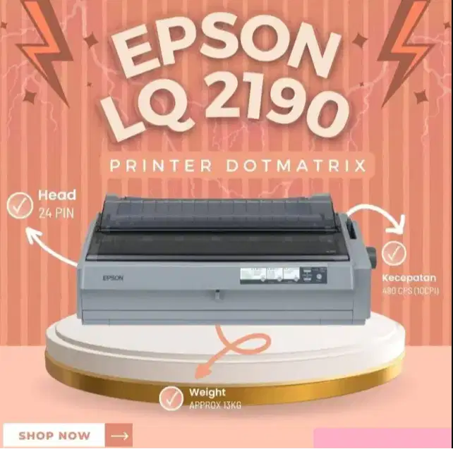 JUAL EPSON PRINTER DOTMATRIX LQ-2190 BAGUS MURAH FULLSET