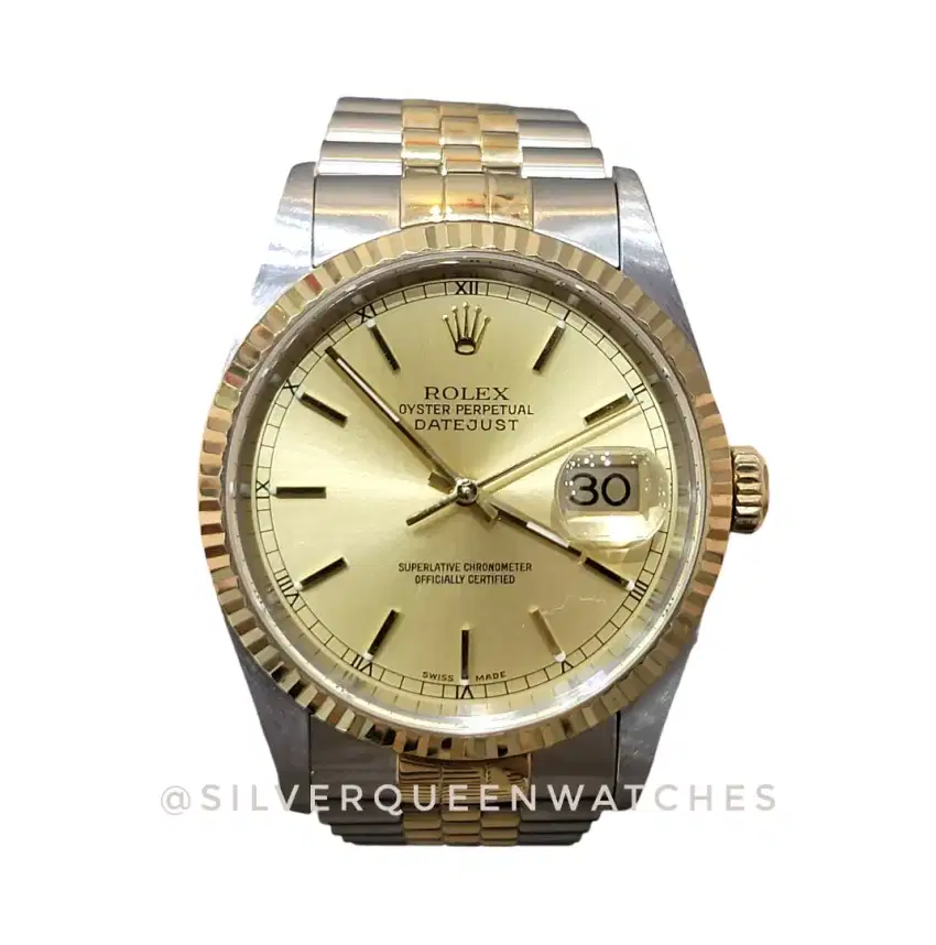 Rolex men 18KSS datejust champagne