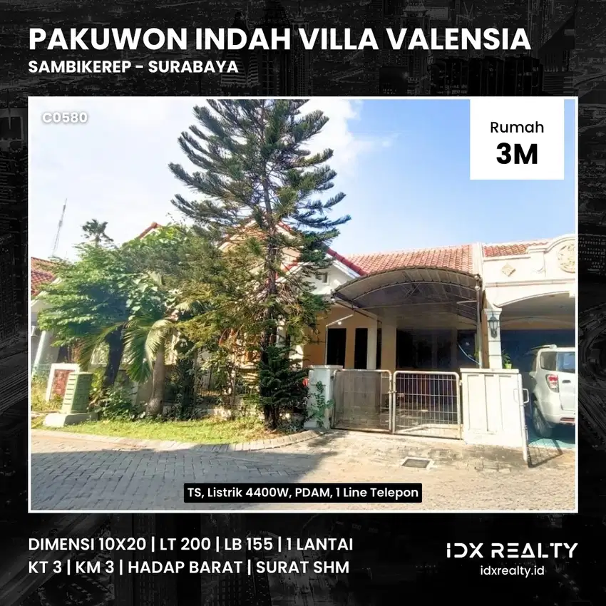 JUAL RUMAH Pakuwon Indah Villa Valensia Surabaya Tusuk Sate