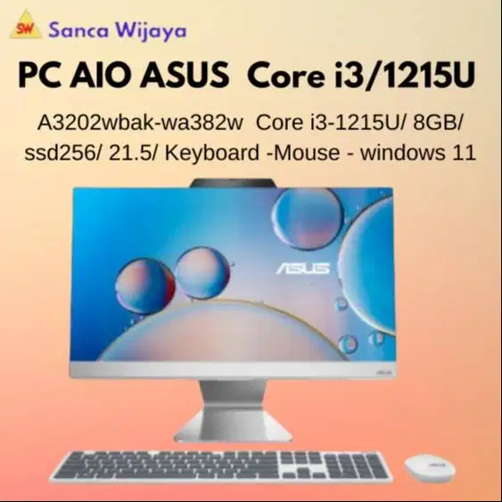 PC ASUS AIO, AIO A3202WBAK, Core i3-1215U, 8GB , SSD 256 21.5 FHD, Wi