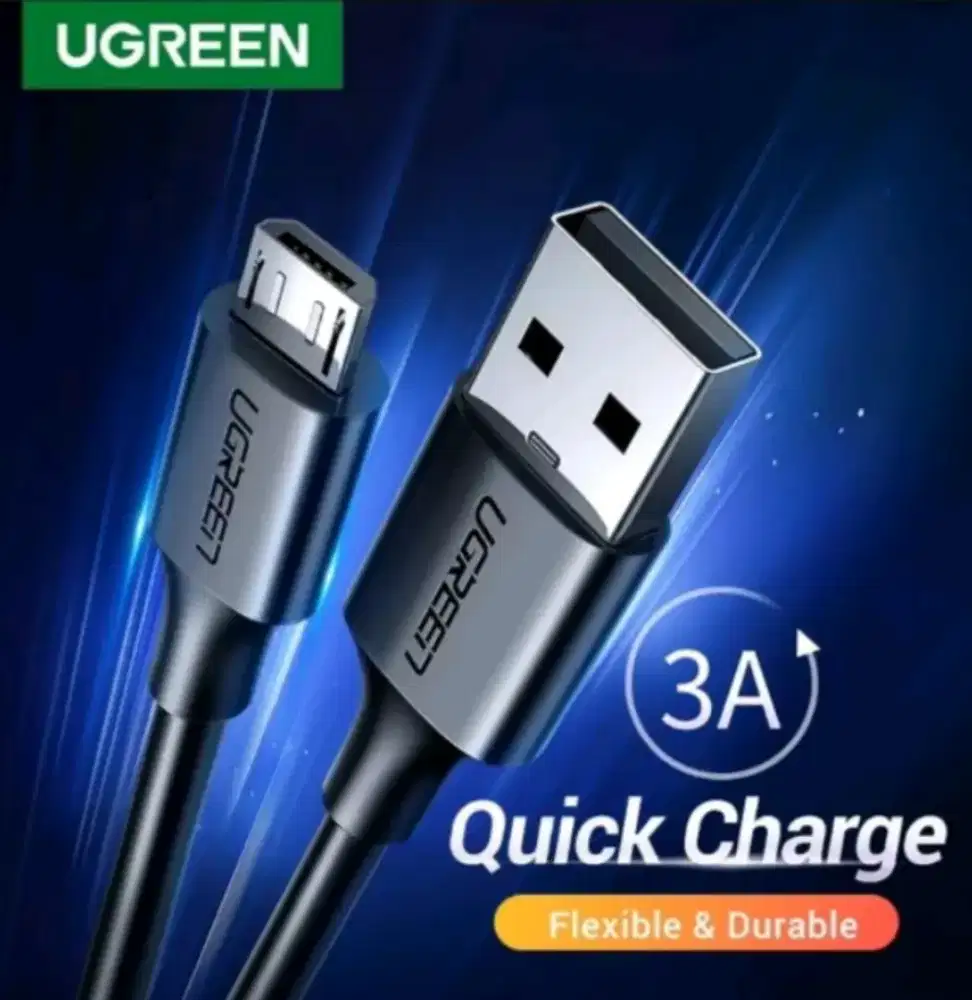 Ugreen USB 2.0 ke microUSB 3A Panjang 1m Ori