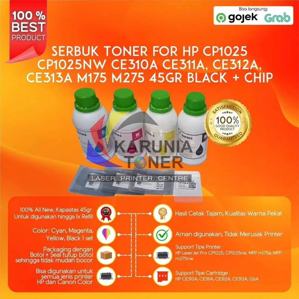 SERBUK TONER + CHIP HP COLOR CP 1025 / CP 1215 - Cyan