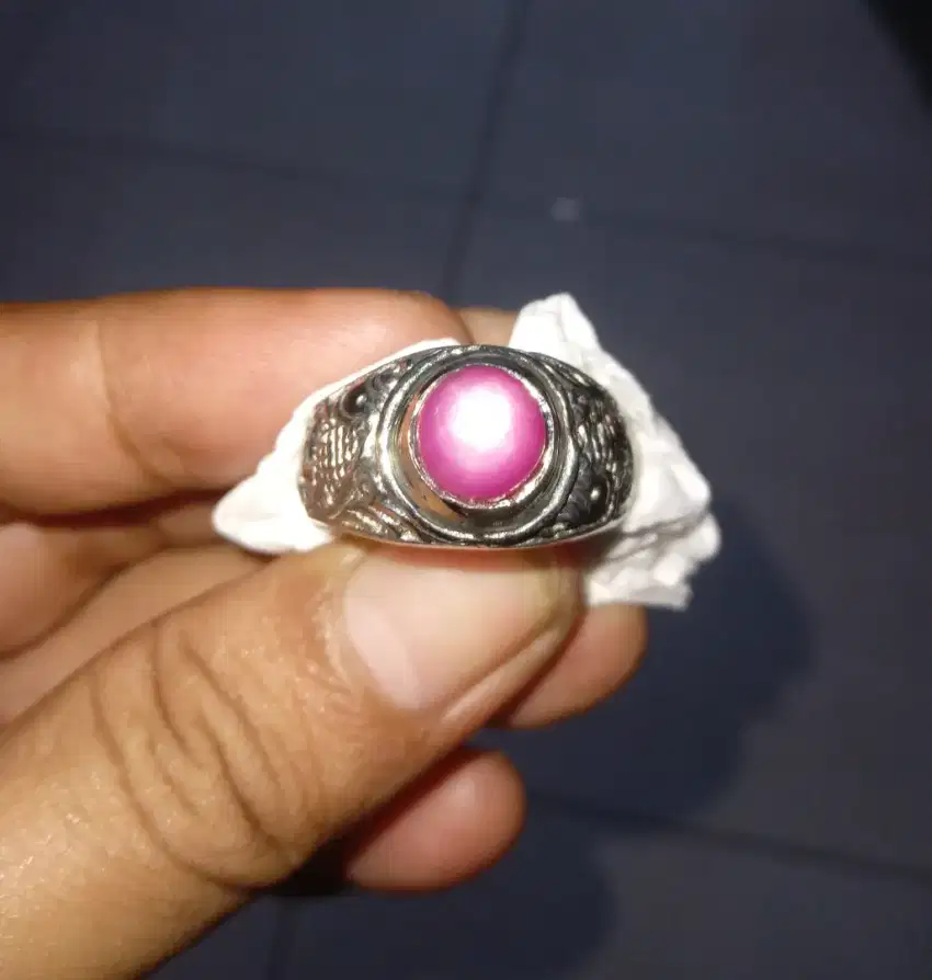 Batu cincin permata asli ruby star minimalis kantoran