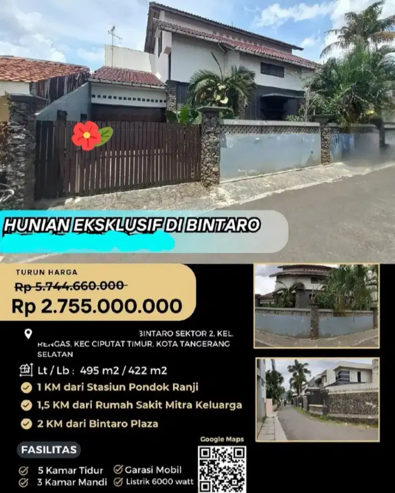 Dijual Rumah Siap Huni Bintaro Sektor 2 Rengas