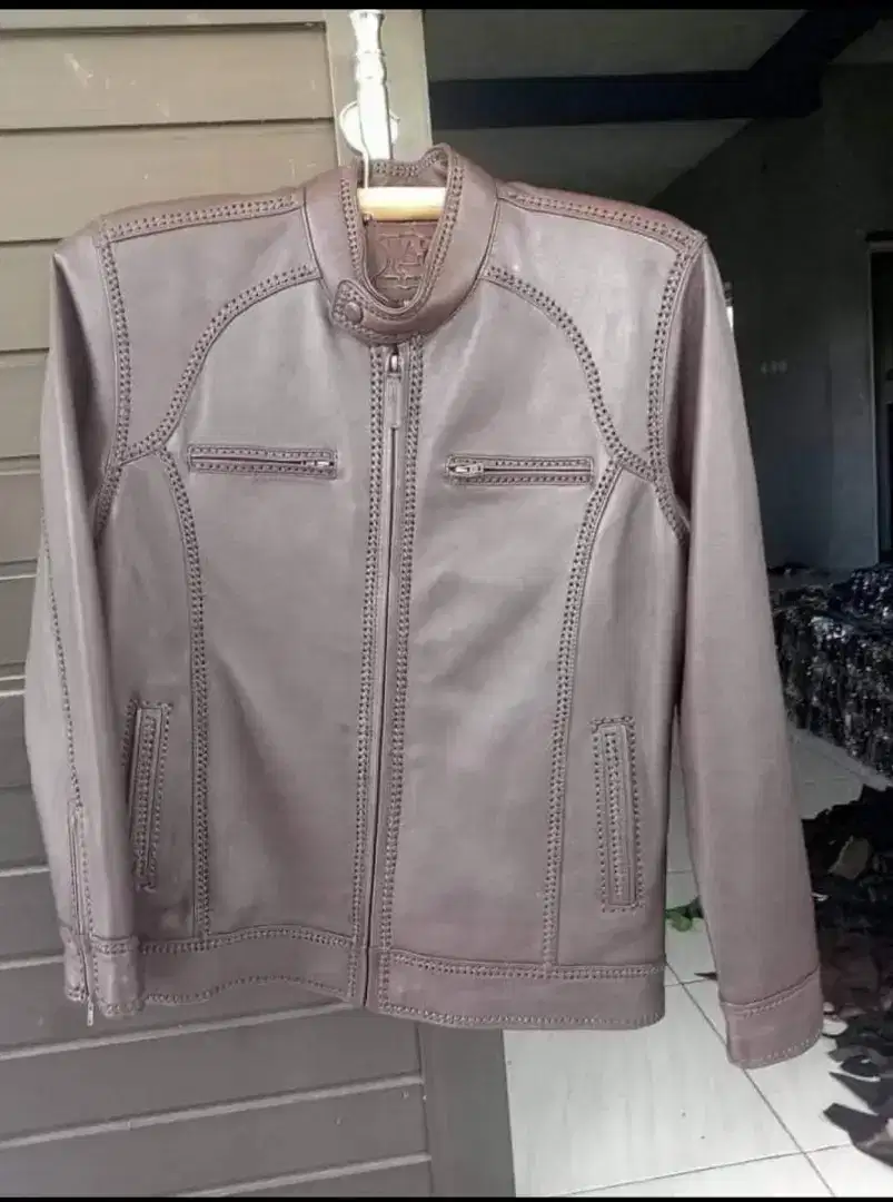 JAKET KULIT PRIA JAHITAN SULAM BAHAN KULIT ASLI SUPER