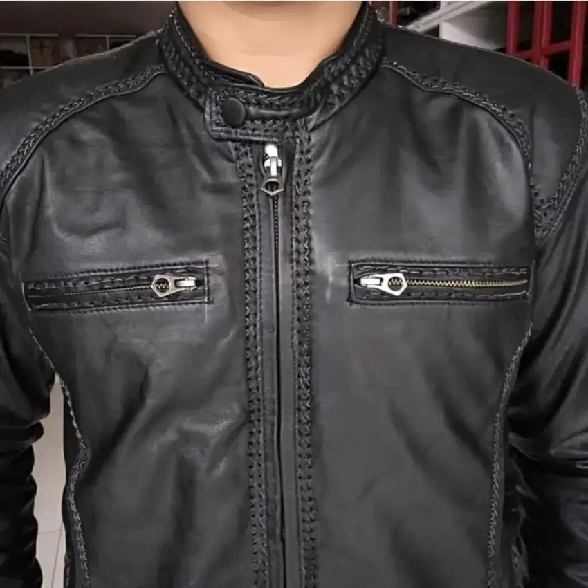 JAKET KULIT JAHITAN SULAM BAHAN KULIT ASLI SUPER