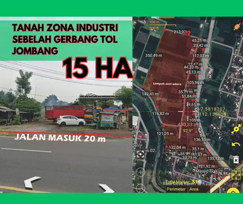 TANAH ZONA INDUSTRI SEBELAH GERBANG TOL KERTOSONO