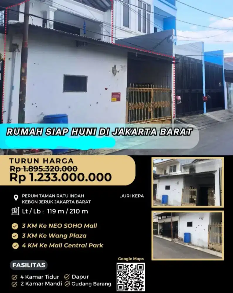 Dijual Rumah Tua Hitung Tanah Taman Ratu