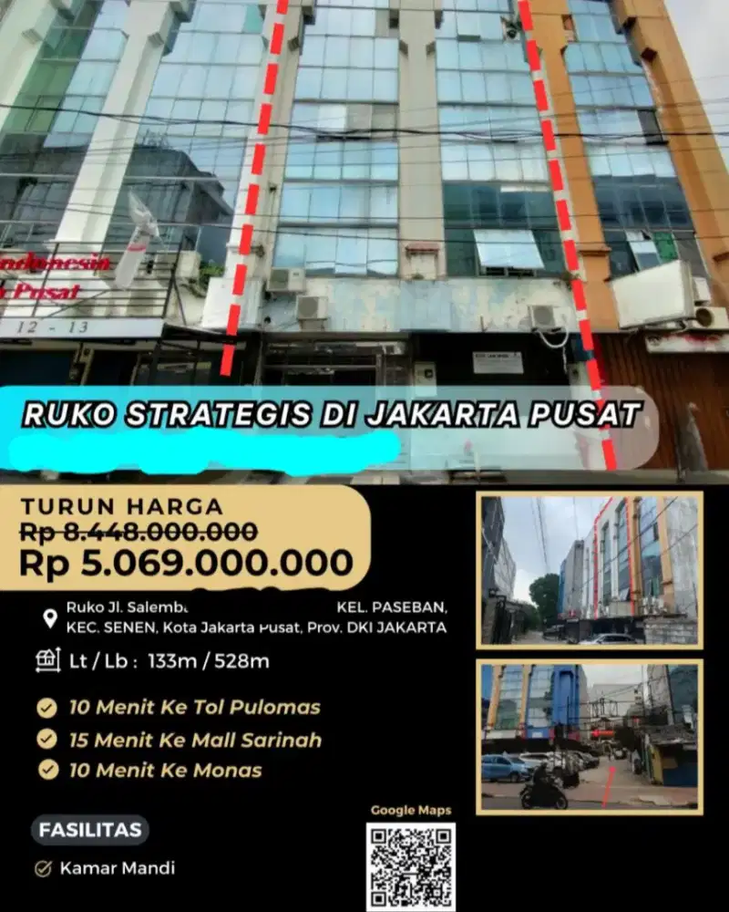 Dijual Ruko 4 Lantai Salemba Raya Paseban Senen