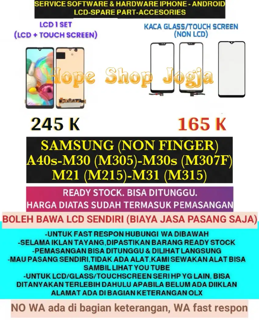 Ganti Touchcreen saja atau 1 set LCD Samsung M21/M30 (sudah+pasang)