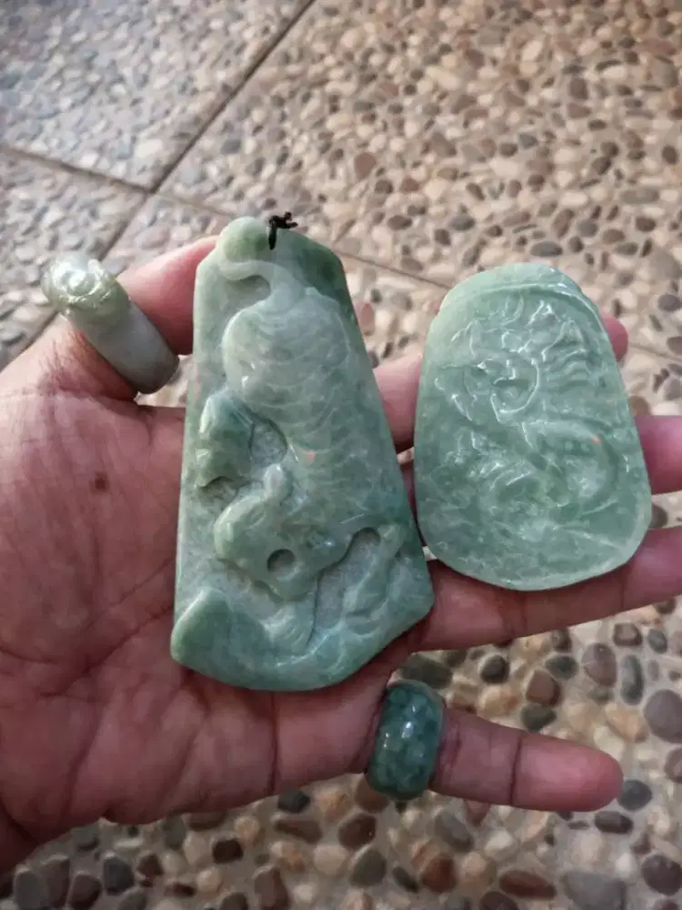 Koleksi Keluarga 3pcs Giok Burma Motif  Boss