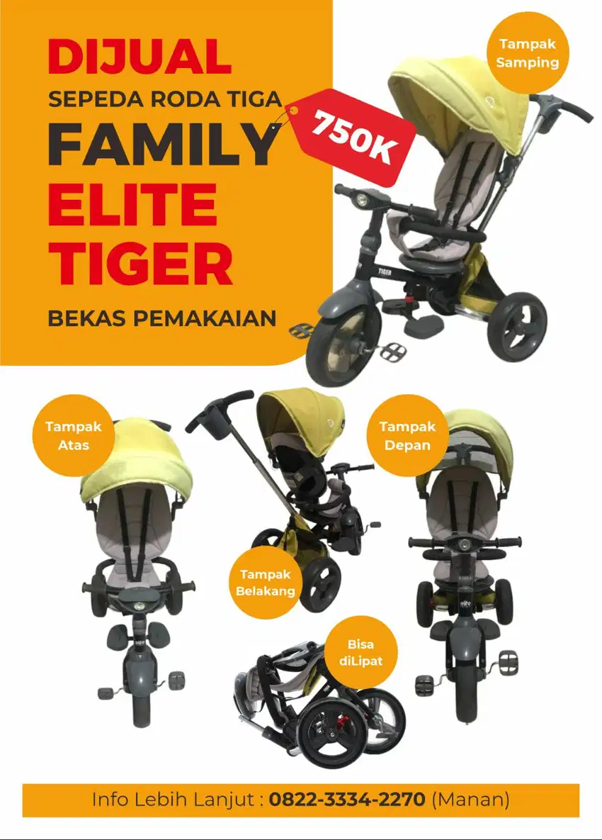 Sepeda Roda Tiga FAMILY ELITE TIGER Bekas Pemakaian