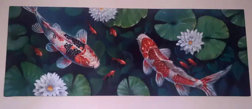 Lukisan Ikan Koi Lebar, Acrylic Painting.