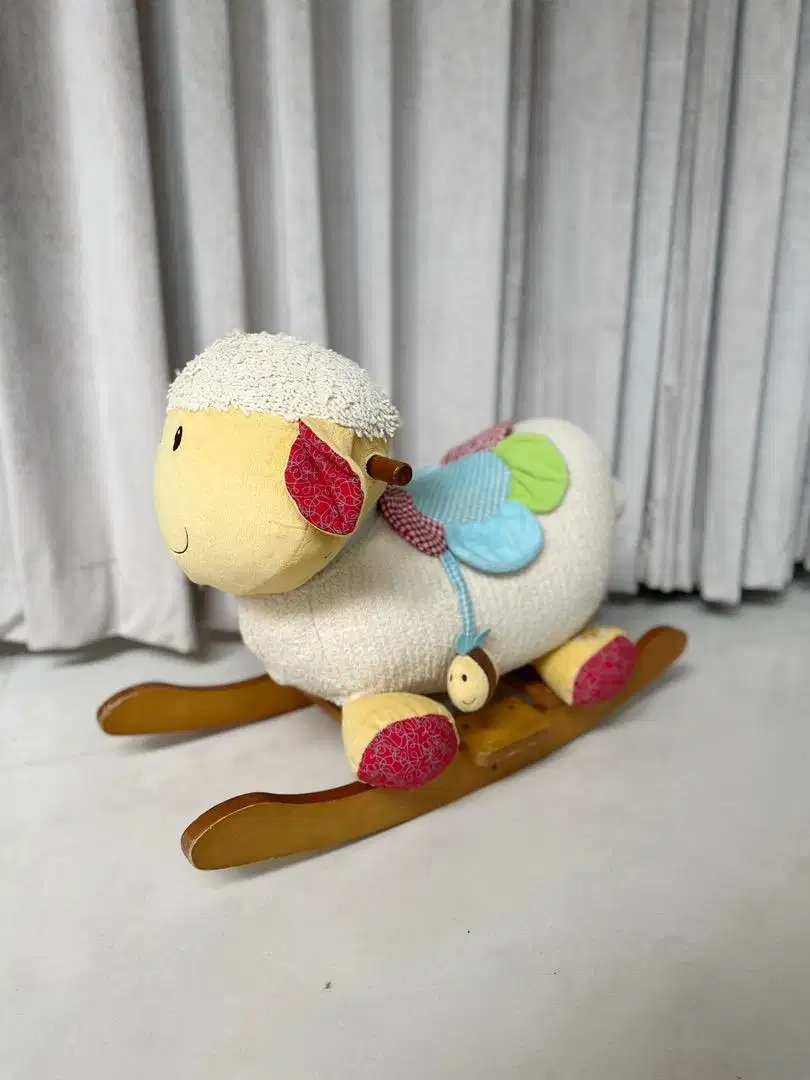 PRELOVED ELC mainan anak Blossom farm lamb wooden rocker