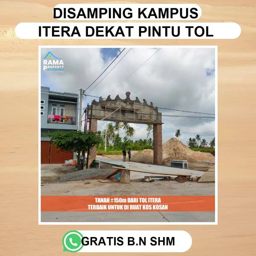 KAVLING KAMPUS ITERA DEKAT TOL KOTABARU HARGA TERMURAH BISA DICICIL