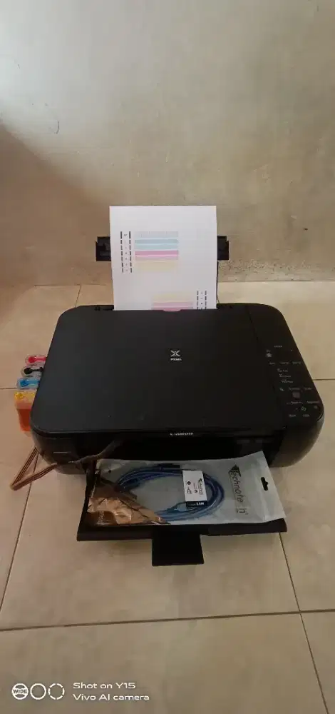 Printer canon mp 287+infus 3in1 lengkap kabel siap pakai.