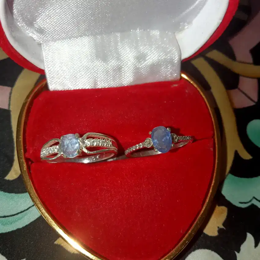 2pcs Cincin safir cyelon ring perak UK. 6