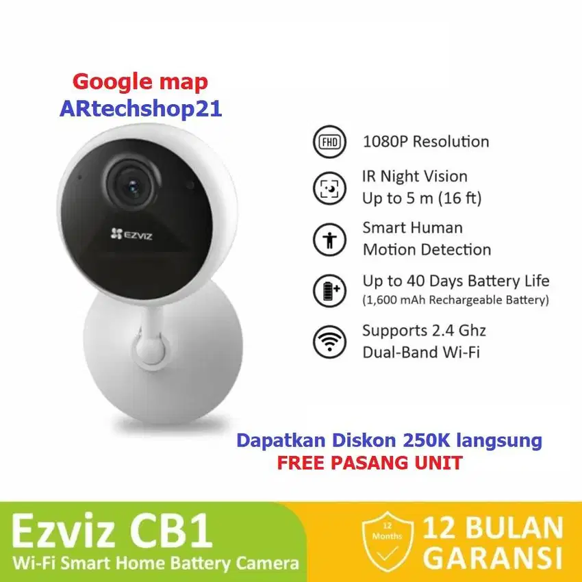 Camera CCTV indoor wifi EZVIZ CB1 buy 1 GET 1 GRATIS PASANG