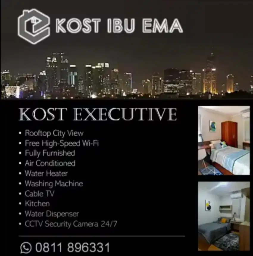 Kost Executive dengan Rooftop City View