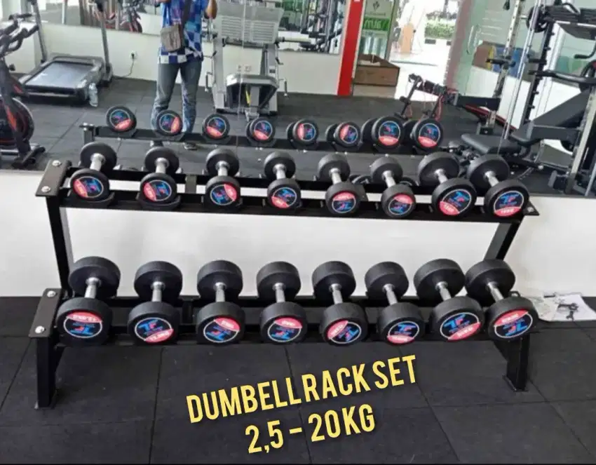 ALAT FITNESS IMPORT DUMBELL SET PLUS RACK GYM CENTER