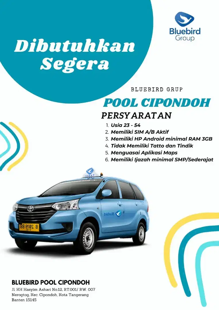 Lowongan Kerja Driver Bluebird Taxi