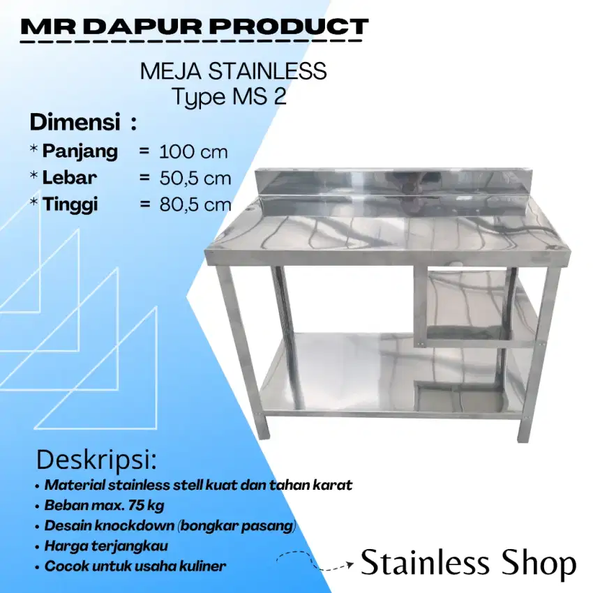 Meja stainless rak 2 1/2