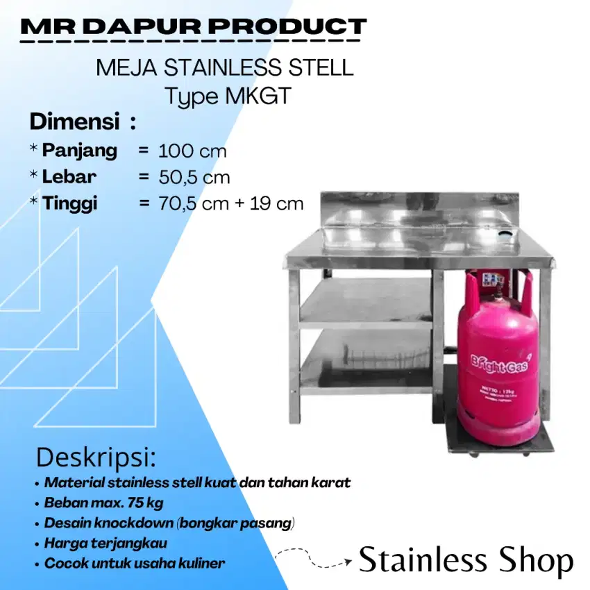 Meja kompor stainless