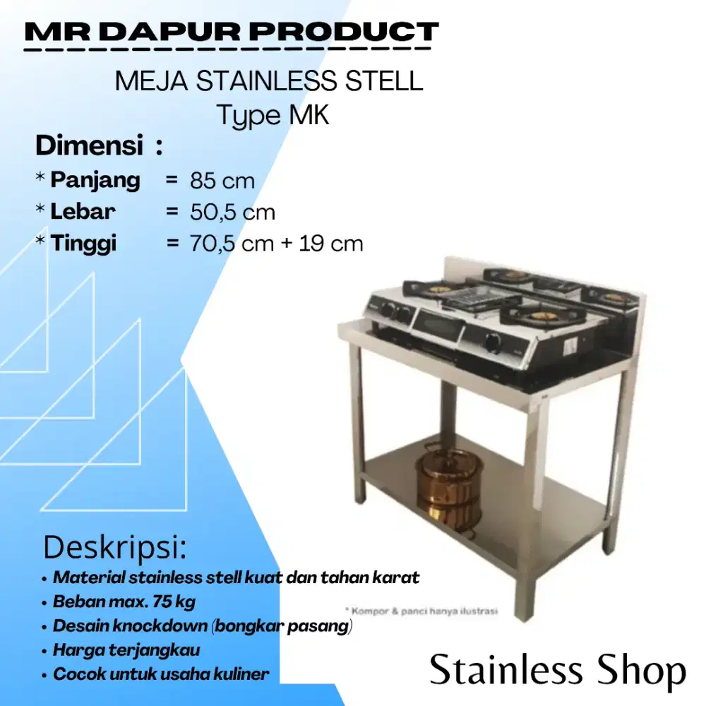 Meja stainless 2 shap