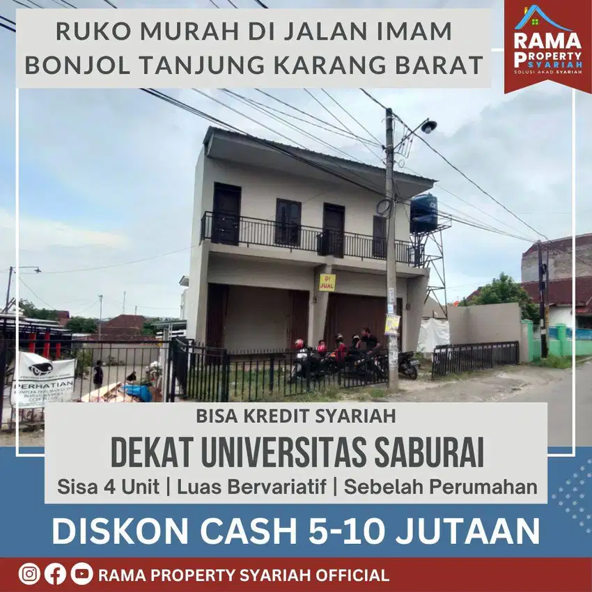 RUKO MINIMALIS 2 LANTAI DEKAT KAMPUS SABURAI BISA KREDIT  TANPA BANK