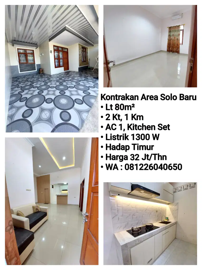 Kontrakan Area Solo Baru, Dekat Dr.Oen Solo Baru, Hadap Timur