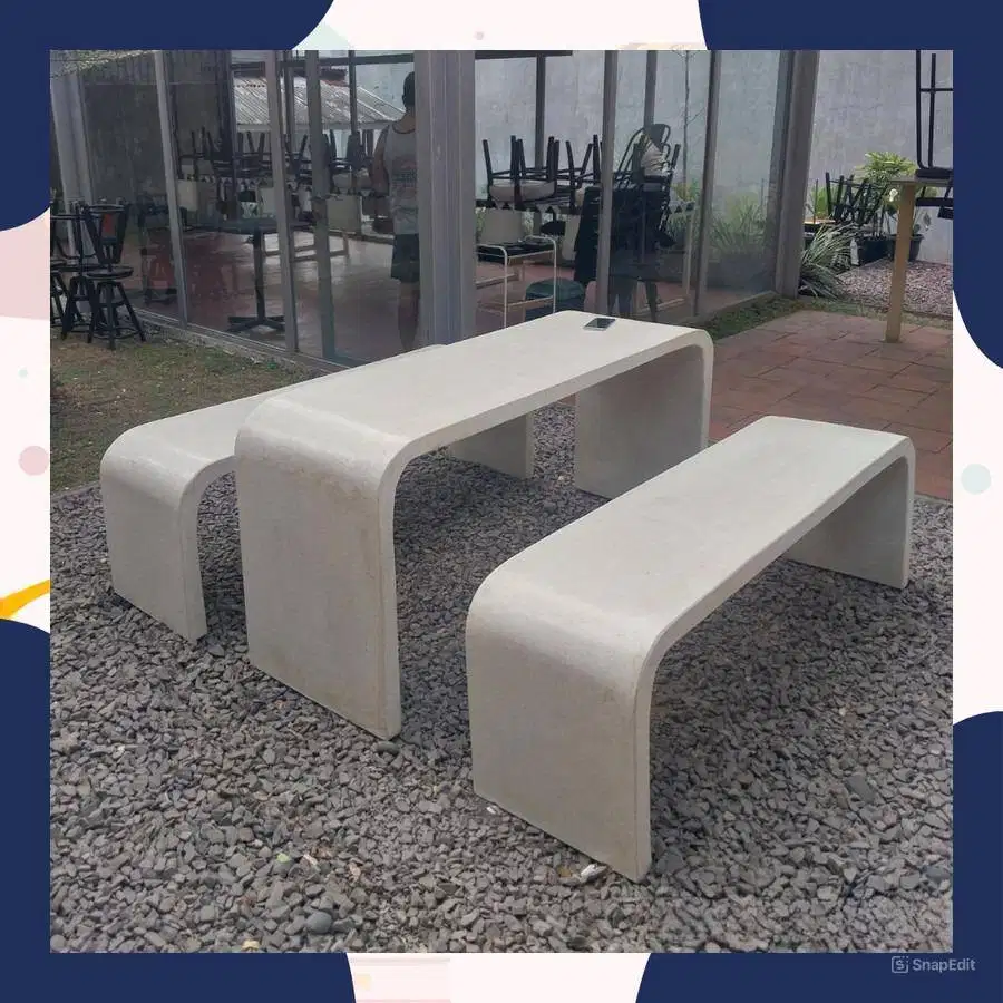 1 Set Meja Bangku Taman Mewah bahan teraso