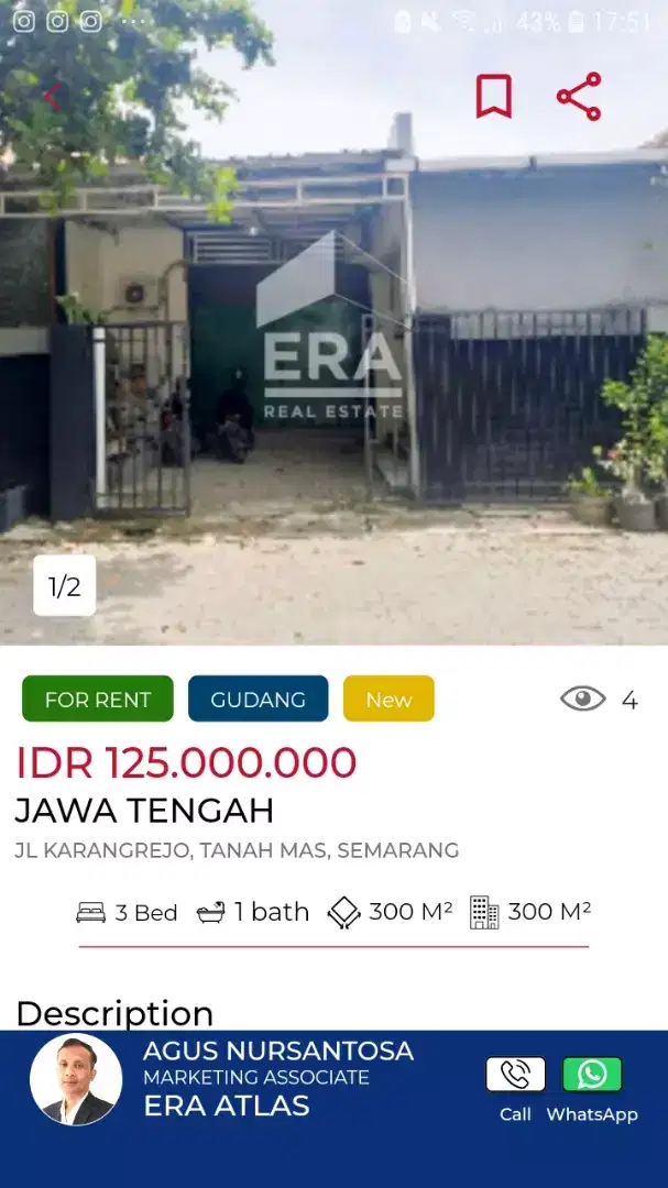 Disewakan gudang untuk perkantoran