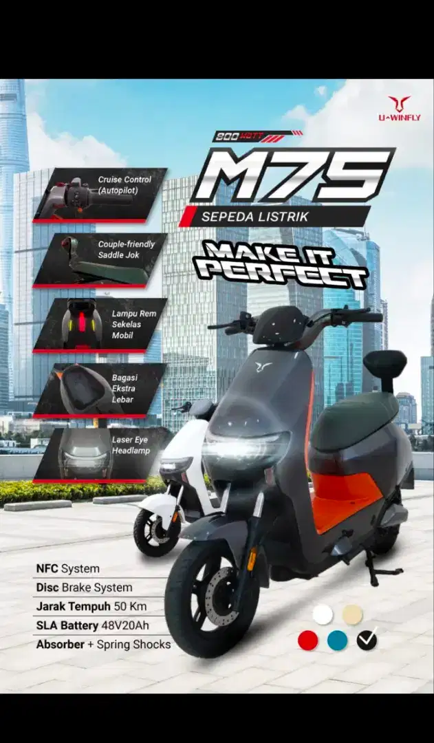 Sepeda listrik Uwinfly M75 new garansi resmi 100%