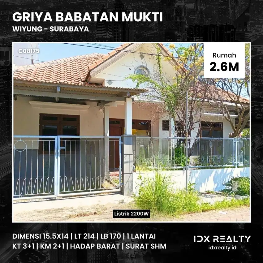 JUAL RUMAH Griya Babatan Mukti Surabaya Wiyung dkt Pratama Sampurna