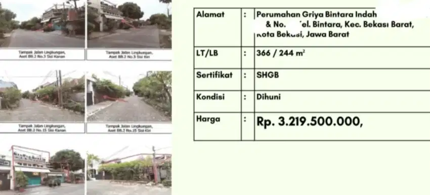 Dijual Rumah Siap Huni Perumahan Griya Bintara Indah Bekasi