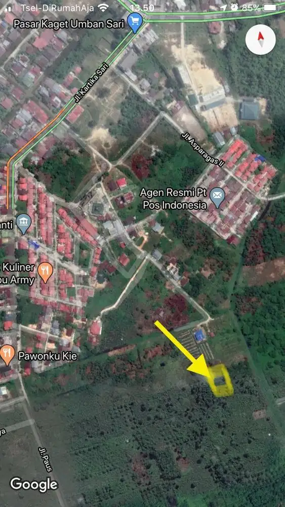 Dijual Tanah Luas 1.125 m2 di Sri Meranti, Rumbai - Harga Super Murah!