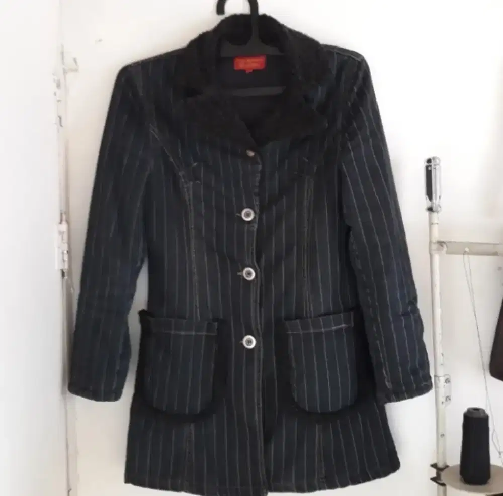 Jaket jas blazer pria wanita unisexlong jaket jubah panjang