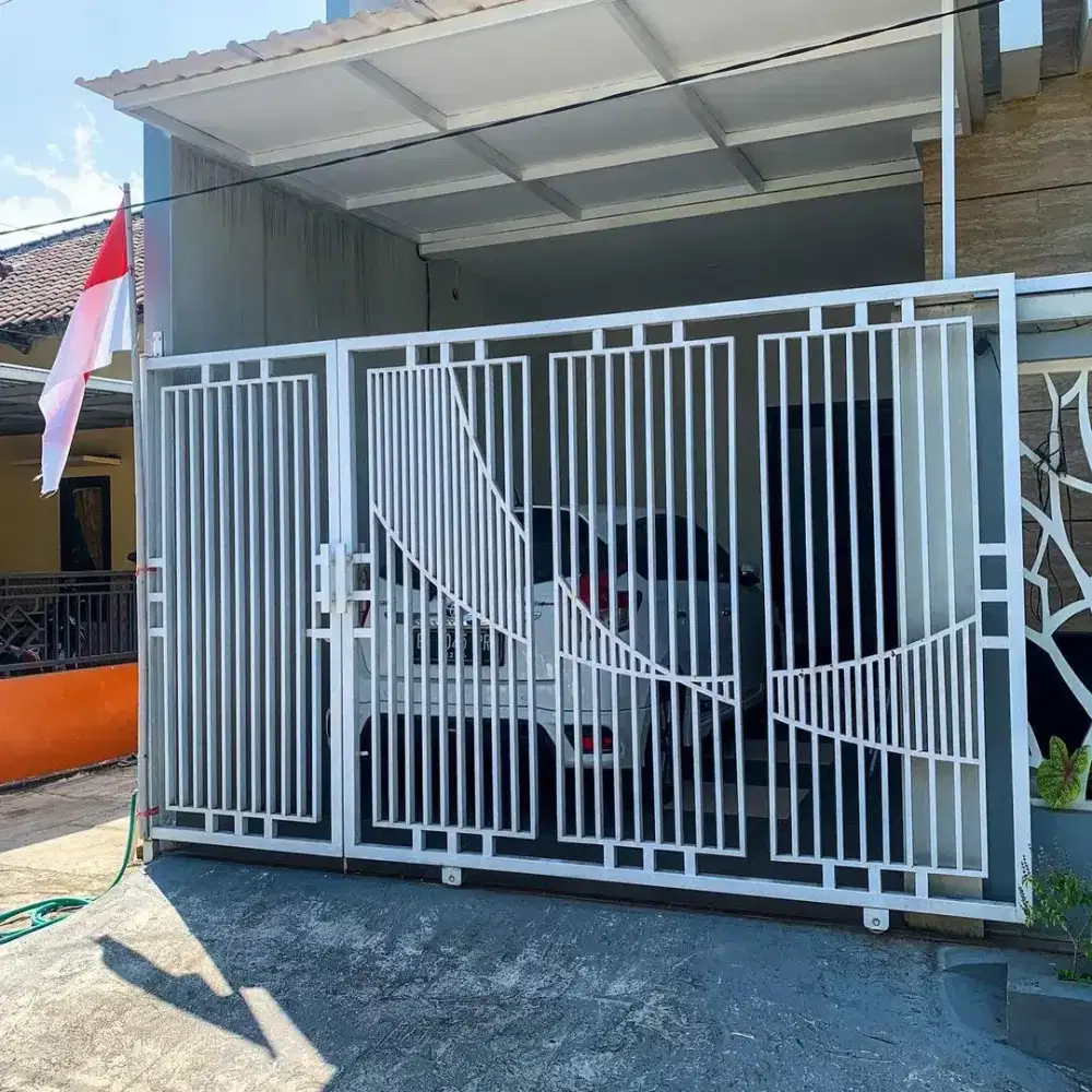 Pintu pagar dorong minimalis