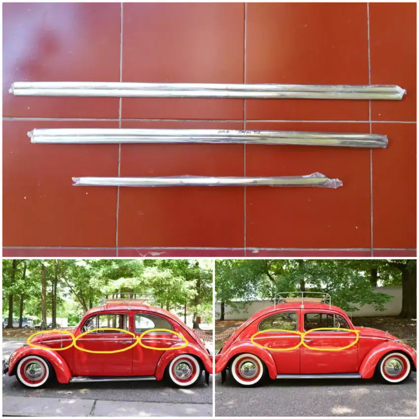 New Old Stock 5 pcs List Lis Body VW Beetle Kodok Bello thn 66 kebawah