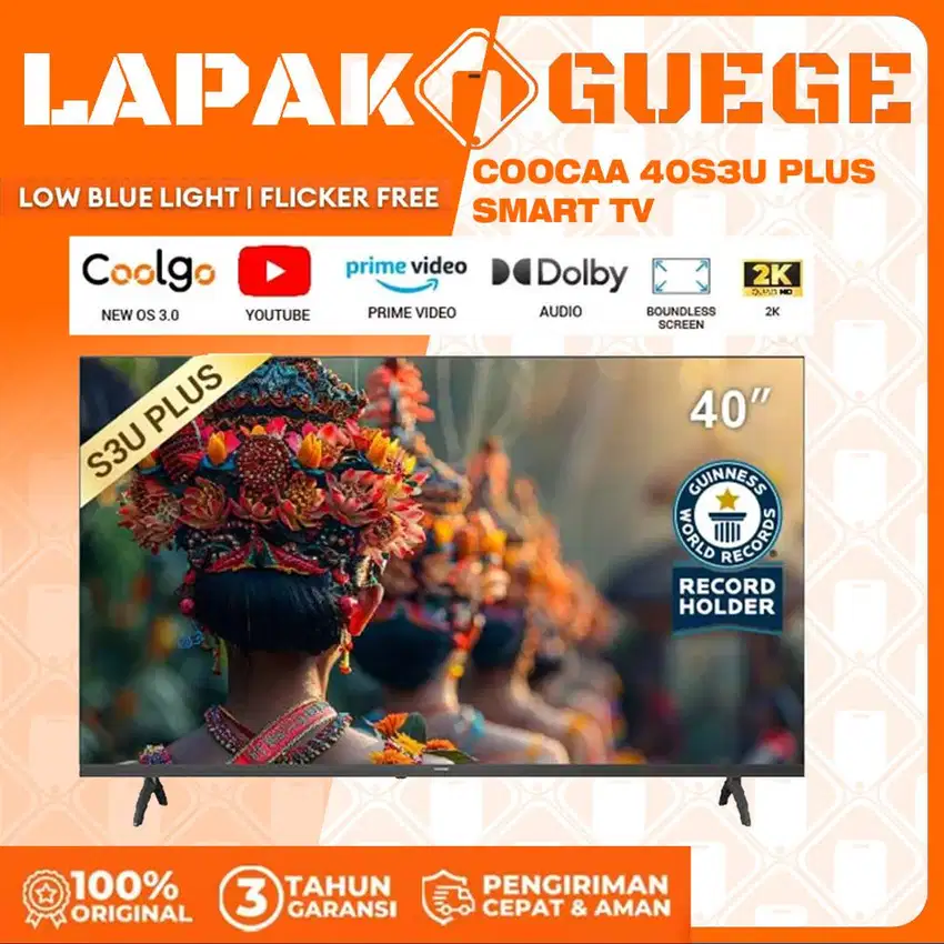 led tv 40 inch smart tv coocaa 40s3u plus 2K led youtube digital baru