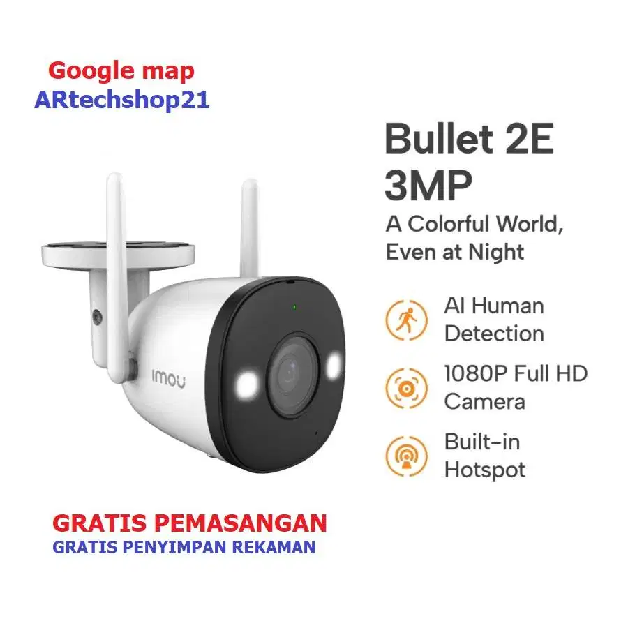CAMERA CCTV OUTDOOR 3MP BULLET 2E GRATIS PEMASANGAN