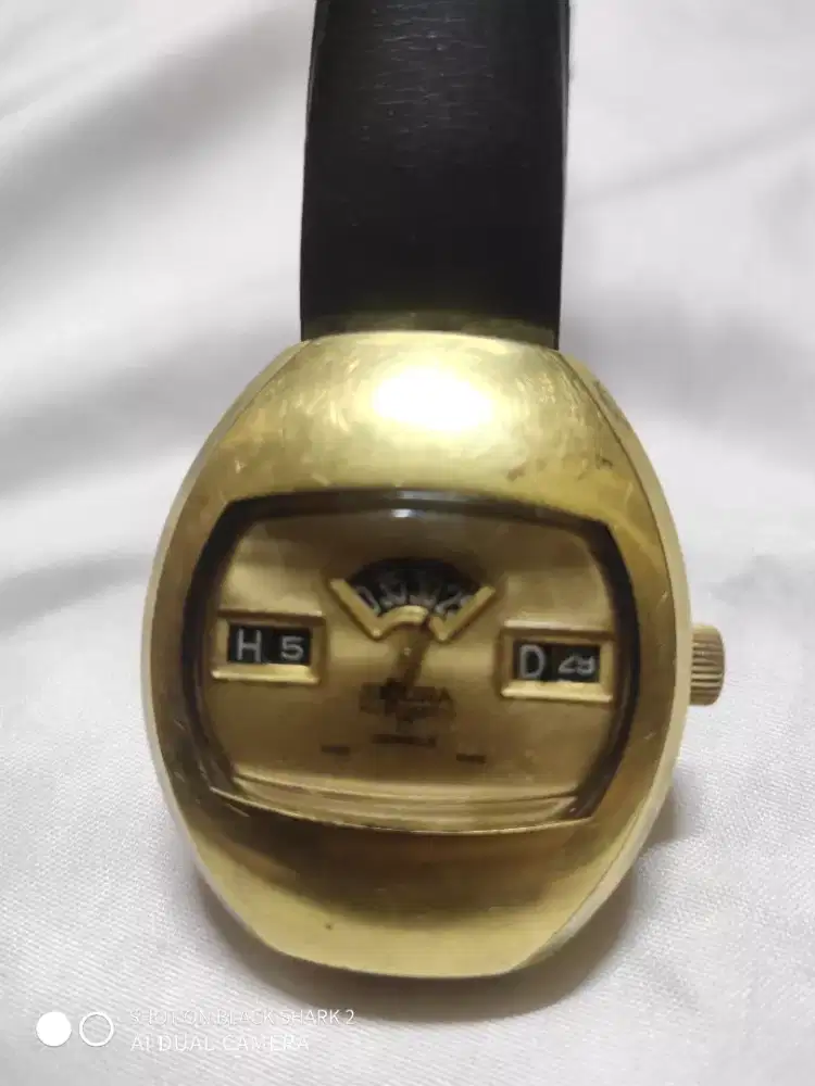 jam tangan antik sicura jumphour goldplate